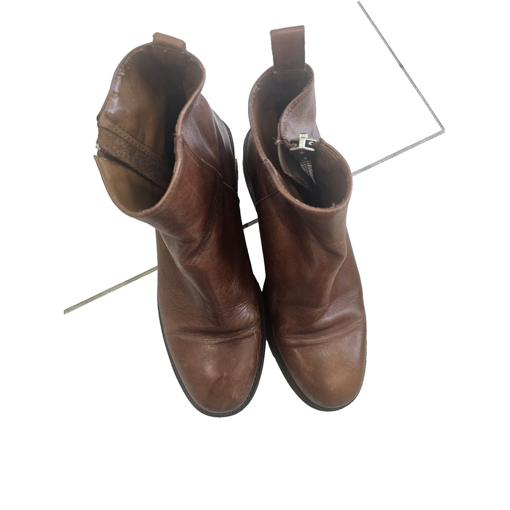 Zara Basic Leather Brown Low Block Heel Women's EU 38 US 7.5 - Picture 2 of 10